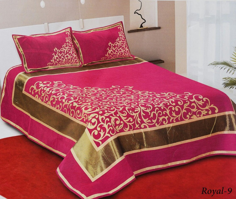 Work of Art Royal Heavy Chenille Bedcovers- Royal Pink