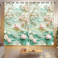 Sparrow & Floral Designer Room Darkening Curtains - Elegant Grommet Drapes for Soothing Bedrooms & Living Rooms