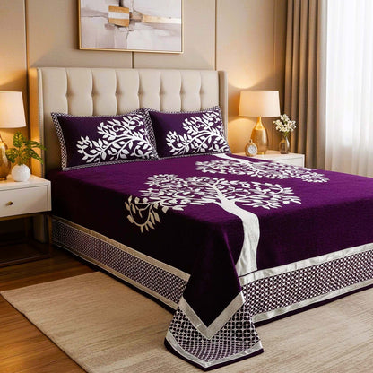 Tree Pattern Royal Heavy Chenille Bedcovers - Luxury Wine