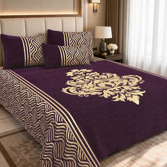 Wonder of Maze Royal Heavy Chenille Bedcovers- Luxury Wine