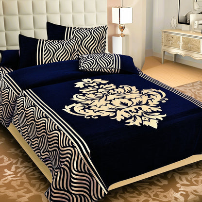 Wonder of Maze Royal Heavy Chenille Luxury Blue Bedcovers