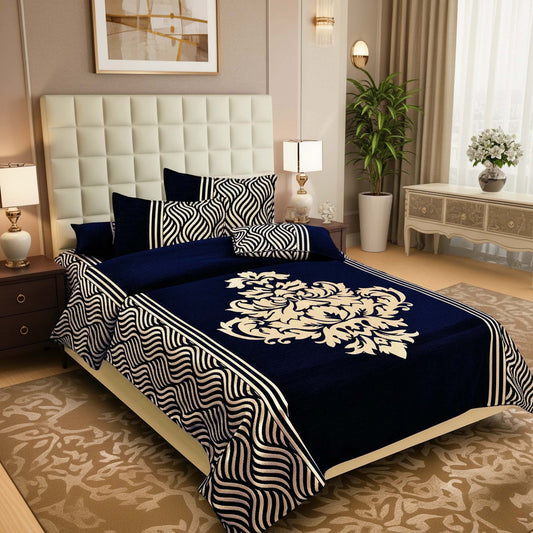 Wonder of Maze Royal Heavy Chenille Luxury Blue Bedcovers