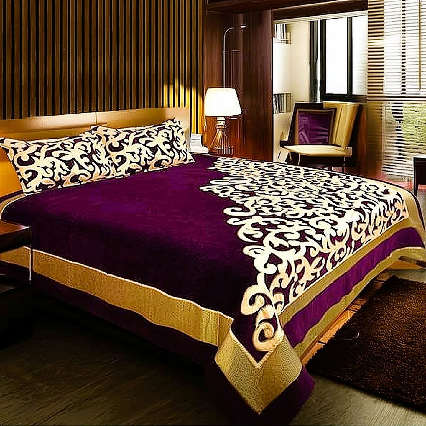 Work of Art Royal Heavy Chenille Bedcovers- Luxury Purple