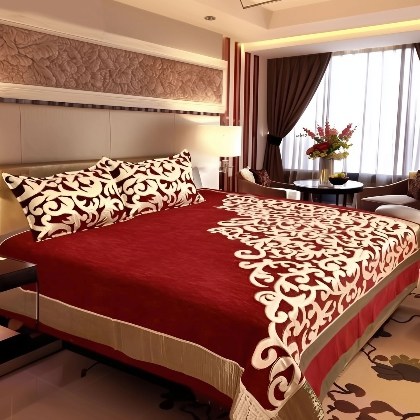 Work of Art Royal Heavy Chenille Bedcovers- Maroon