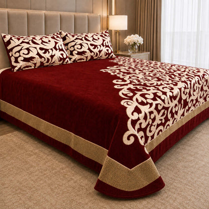 Work of Art Royal Heavy Chenille Bedcovers- Maroon