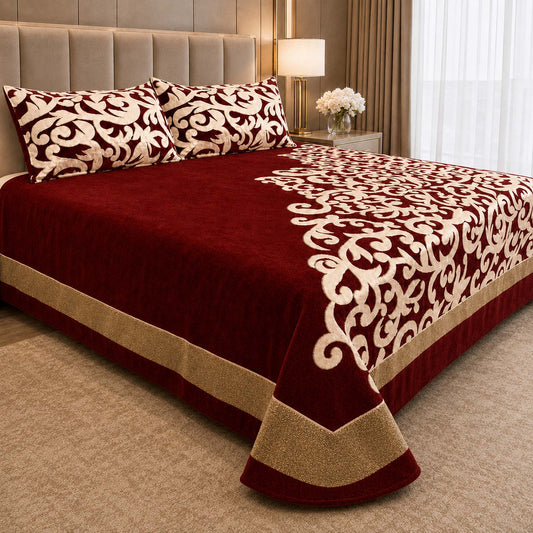Work of Art Royal Heavy Chenille Bedcovers- Maroon
