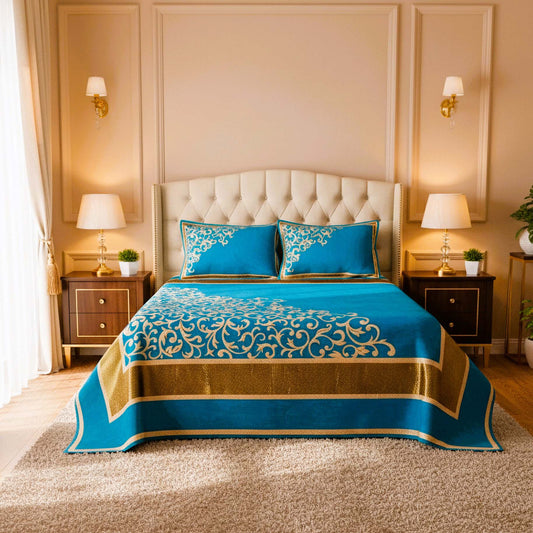 Work of Art Royal Heavy Chenille Bedcovers- Ocean Blue