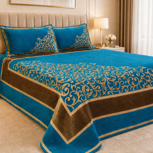 Work of Art Royal Heavy Chenille Bedcovers- Ocean Blue
