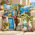 Cotton Feel Amalfi Lemon Coast Cushion Covers – Set of 4