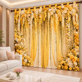 Premium Blackout Cheerful Blooming Curtains – Sunshine Yellow & White Drapes for Bright Living Rooms