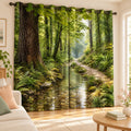 Luxury Serene Forest Stream Designer Room Darkening Curtains(Set of 2)