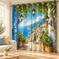 Luxury Mediterranean Lemon Coast Designer Room Darkening Curtains(Set of 2)