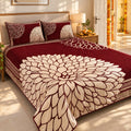 Mirror Leaf Pattern Heavy Chenille Bedcovers - Maroon