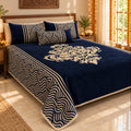 Wonder of Maze Royal Heavy Chenille Luxury Blue Bedcovers