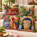 Cotton Feel Royal Tropical Animal Cushion Covers – Set of 4