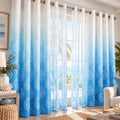Sky Blue Paisley Matching Sheer Curtain - Single Panel