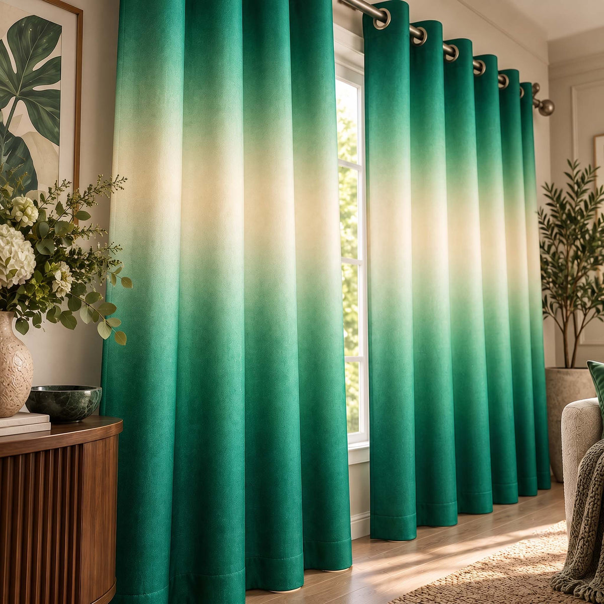 Emerald Teal blackout curtains, grommet panels