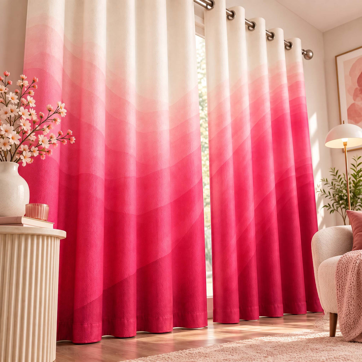 Rose Pink blackout curtains, grommet panels