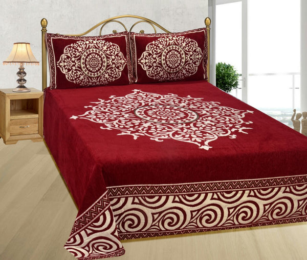 Medieval Royal Arts Heavy Chenille Bedcover- Luxury Red