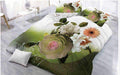 White & Green Floral Glace Cotton Bedsheet