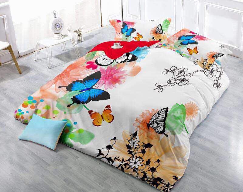 World of Colourful Butterflies Glace Cotton Bedsheet