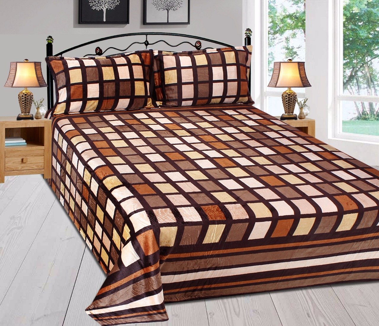 Picturesque Shades of Brown- Woollen Bedsheet