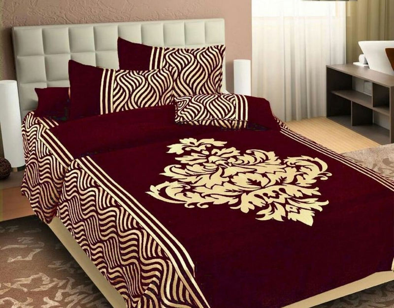Wonder of Maze Royal Heavy Chenille Maroon Bedcovers
