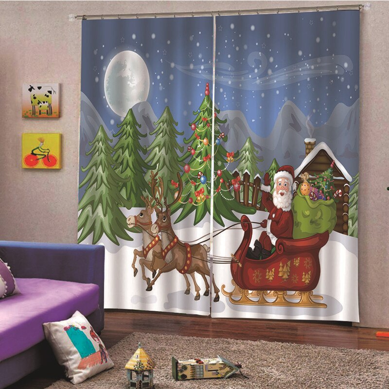 Christmas Theme Blackout Curtains - Jingle all the Way(Set of 2)