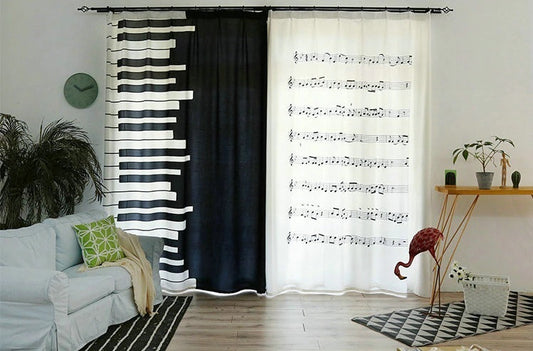 Classic Vintage Style Premium Blackout Curtains - Music & Piano(Set of 2)
