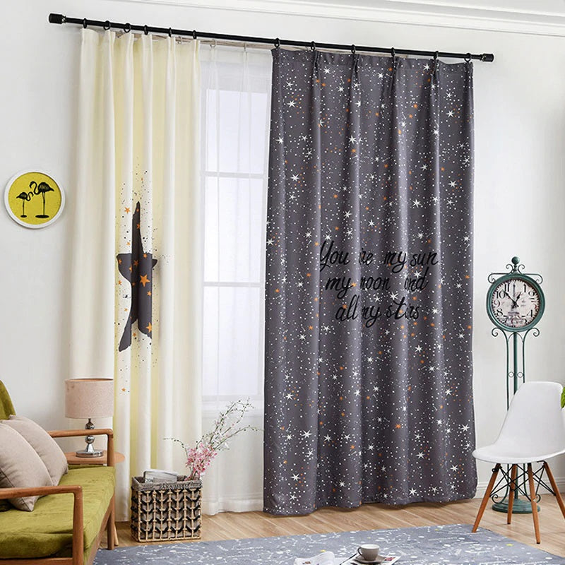 Classic Vintage Style Premium Blackout Curtains - You're my Moon & Star(Set of 2)