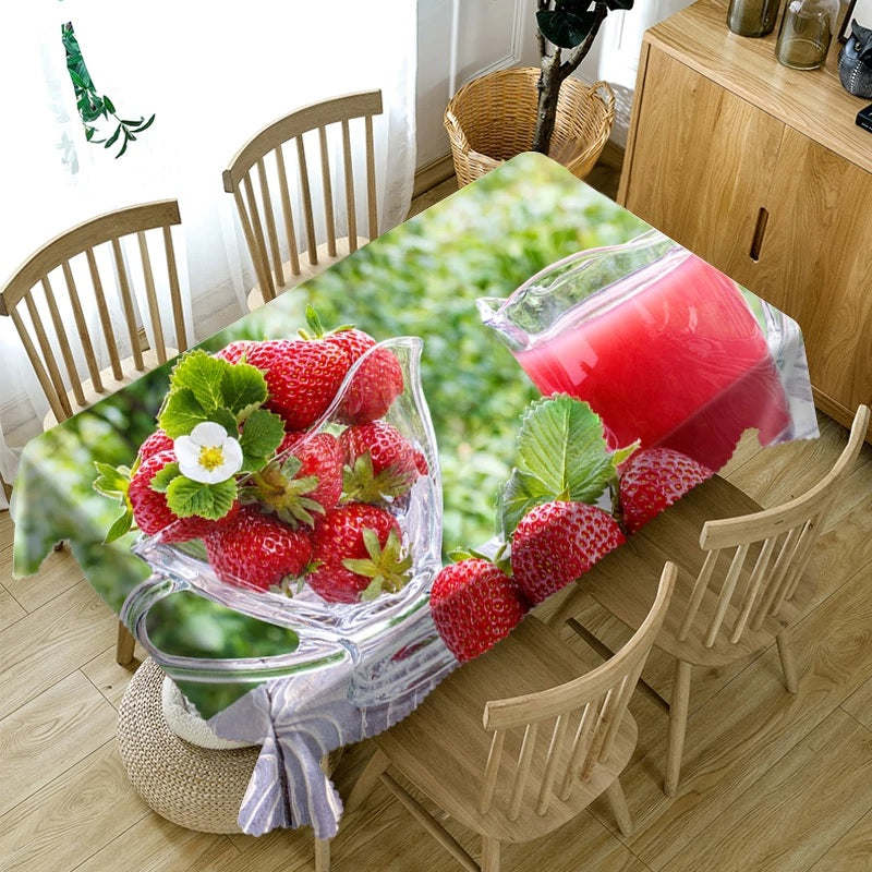 Digital Water Resistant Table Cover - Strawberry Smoothie