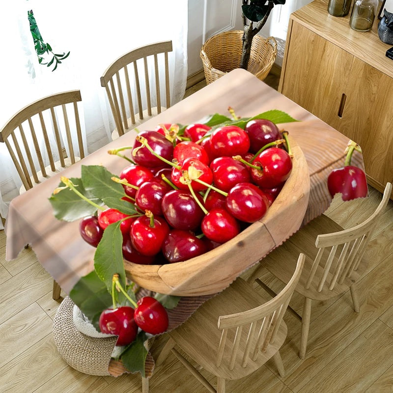 Digital Water Resistant Table Cover - Sweet Cherry