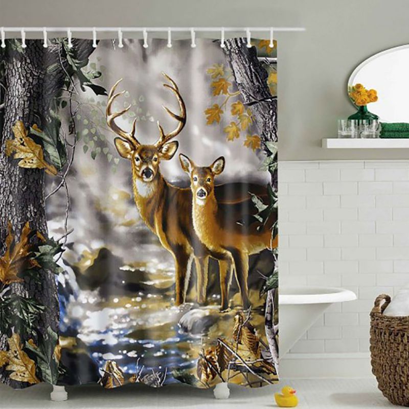Digital Heavy Long Crush Curtains - Deer in My House