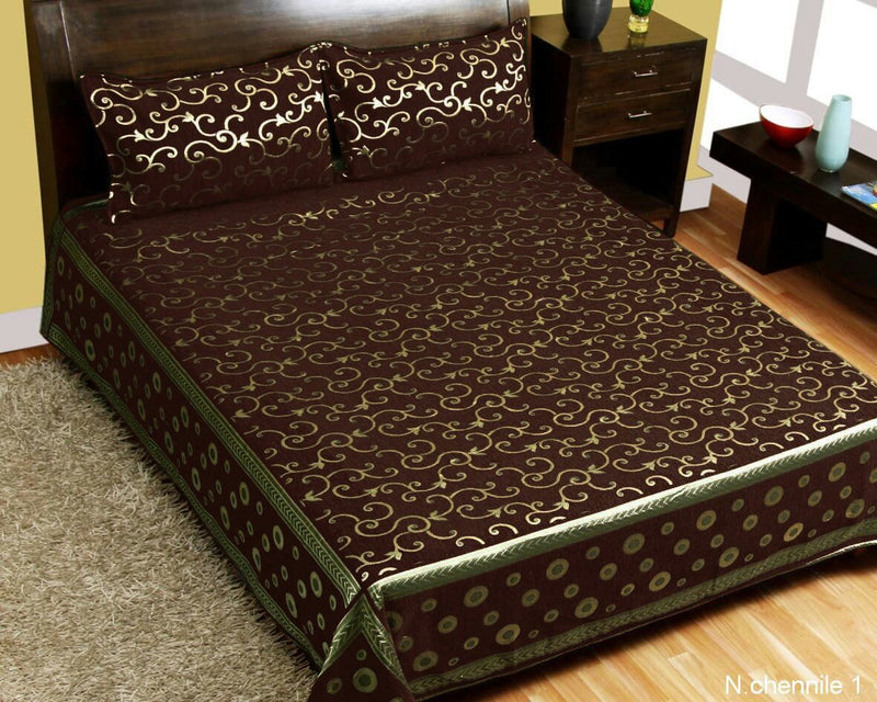 Intricate Pattern Chenille Bedcovers - Chocolate