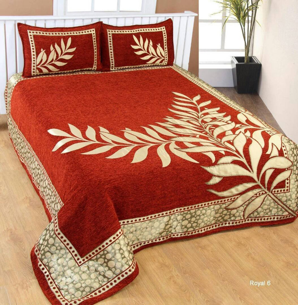 Nature Delight Royal Heavy Chenille Bedcovers Red