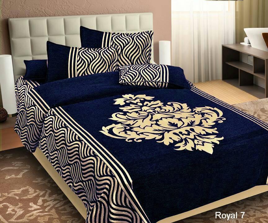 Wonder of Maze Royal Heavy Chenille Blue Bedcovers