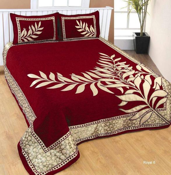 Nature Delight Royal Heavy Chenille Bedcovers Dark Red