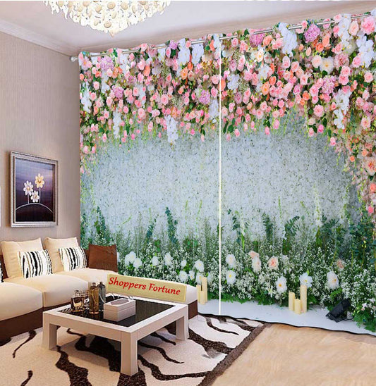 Premium Blackout Digital Curtains - Candles & Flora(Set of 2) 2021 Edition