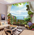 Premium Blackout Digital Curtains - Floral Balcony of Maldives(Set of 2) 2024 Edition