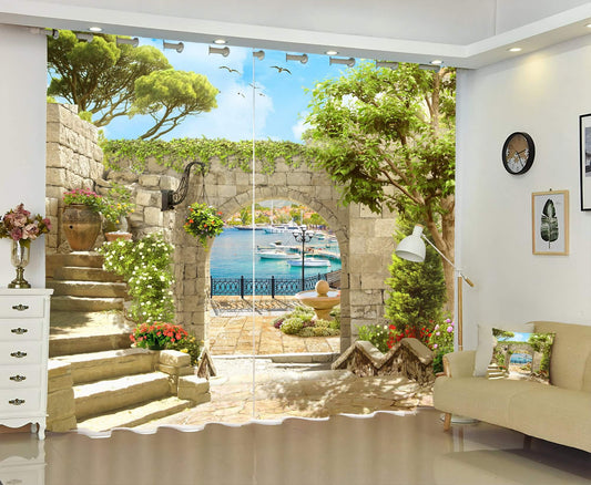 Premium Blackout Digital Curtains - Floral Pathway to Italy(Set of 2) 2020 Edition