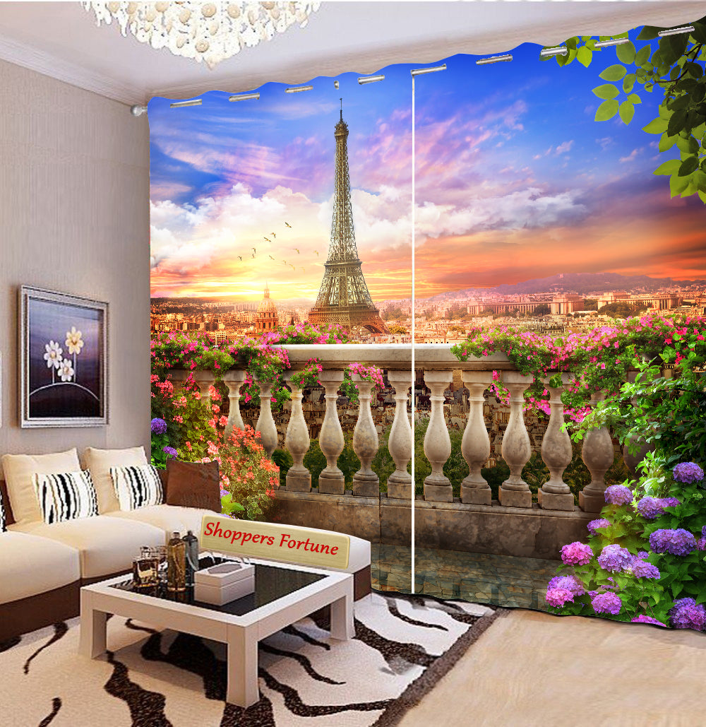 Premium Blackout Digital Curtains - Mesmerizing Eiffel Tower(Set of 2) 2020 Edition