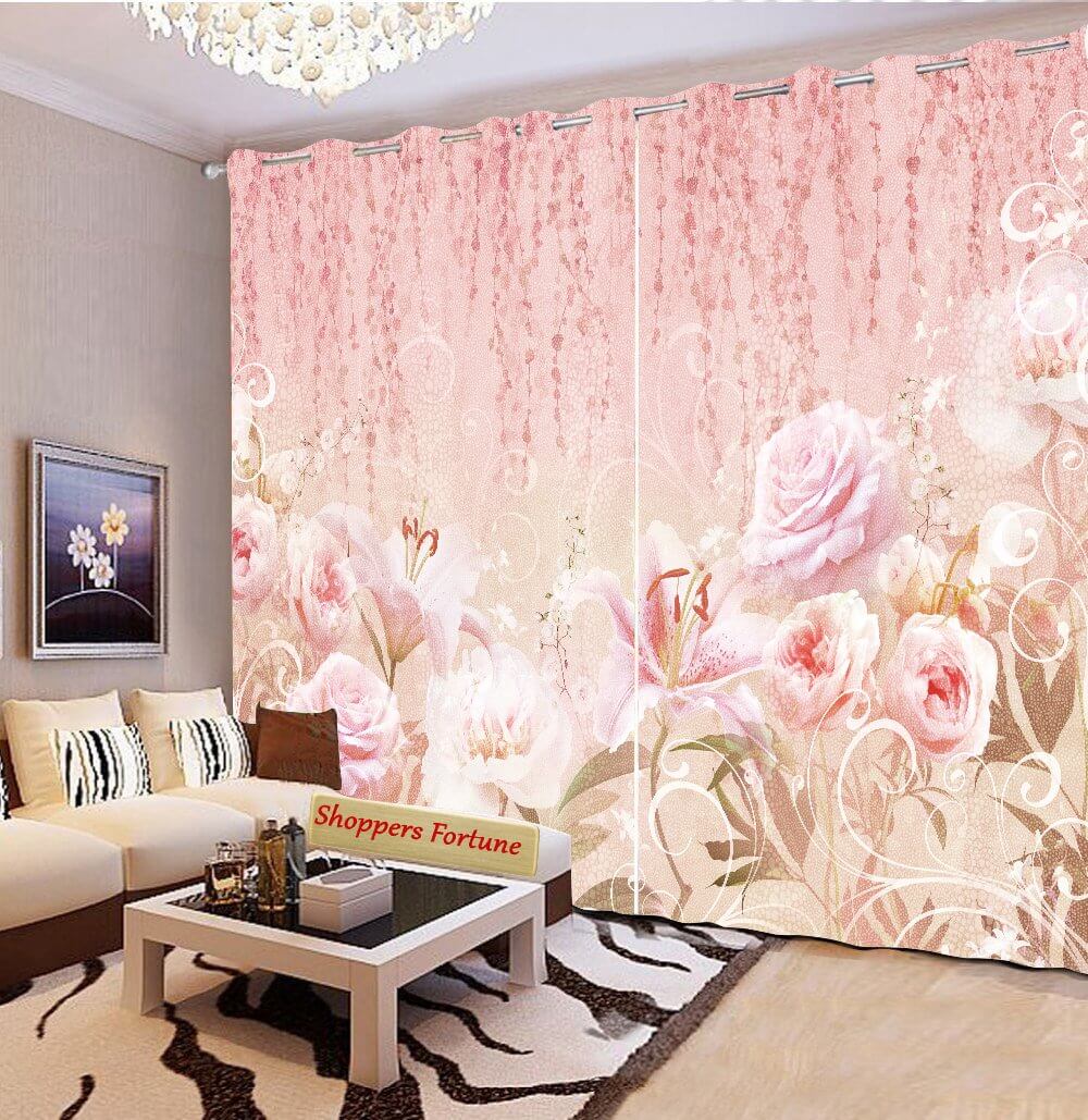 Premium Blackout Digital Curtains - Ravishing Roses(Set of 2) 2020 Edition