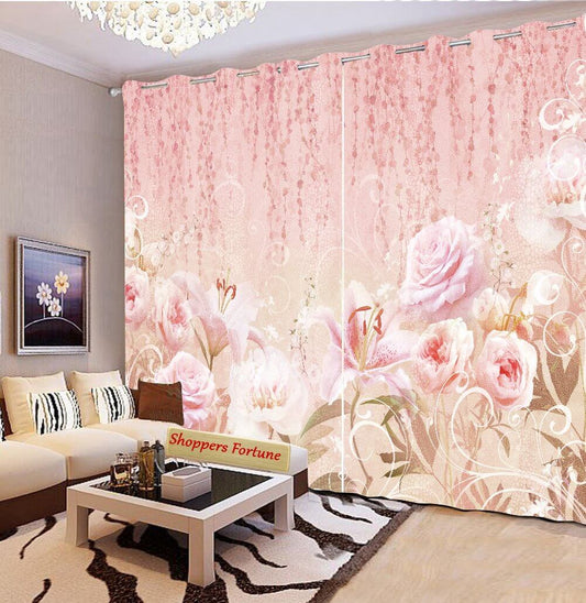 Premium Blackout Digital Curtains - Ravishing Roses(Set of 2) 2020 Edition