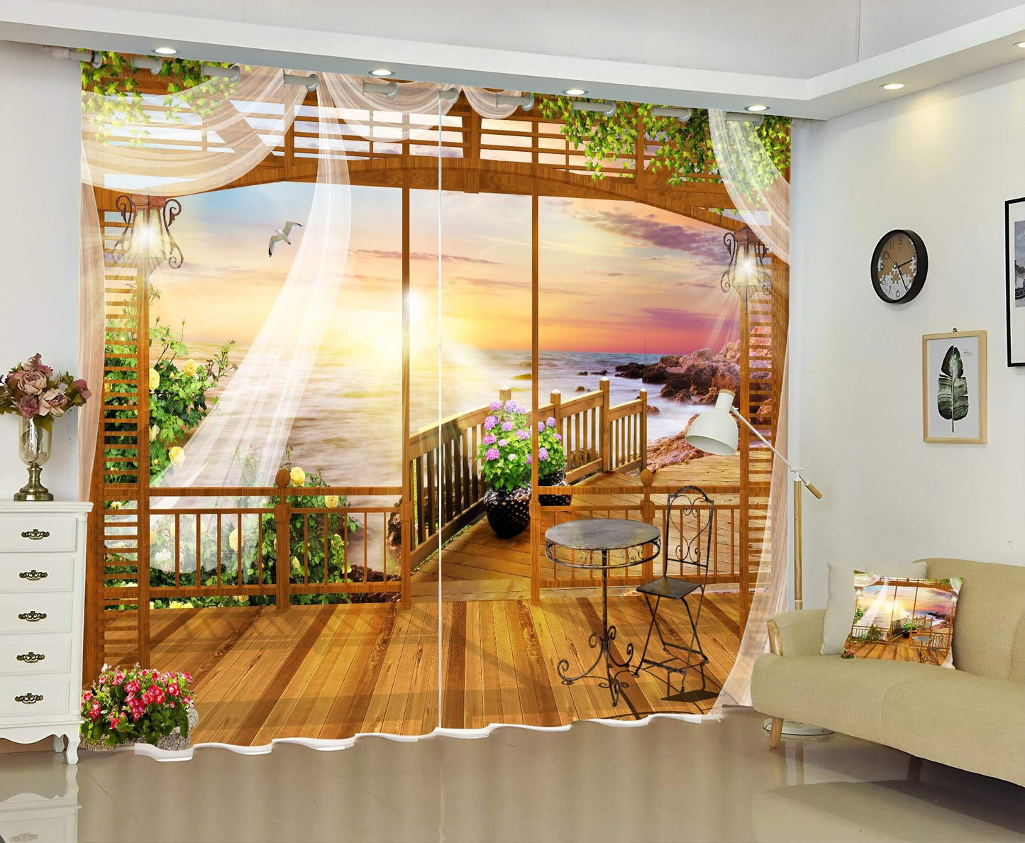 Premium Blackout Digital Curtains - Wooden Cottage(Set of 2) 2020 Edition