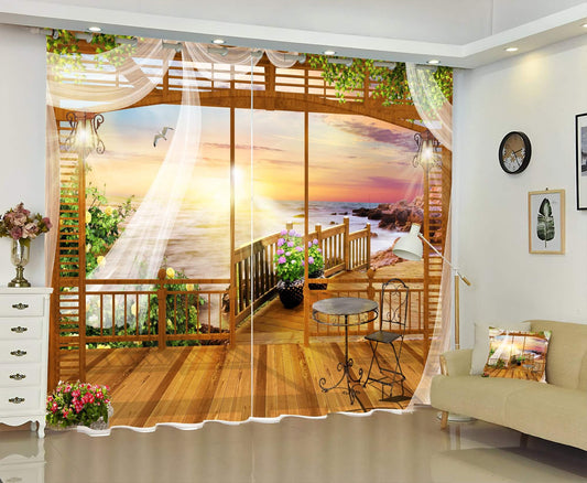 Premium Blackout Digital Curtains - Wooden Cottage(Set of 2) 2020 Edition