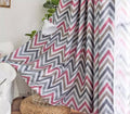 Premium Blackout Geometric Curtains - Classic Pink & Grey Wave(Set of 2)
