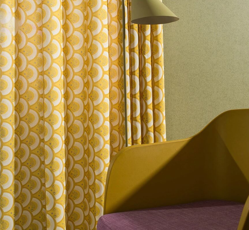 Premium Blackout Geometric Curtains - Yellow Lemon Pattern(Set of 2)