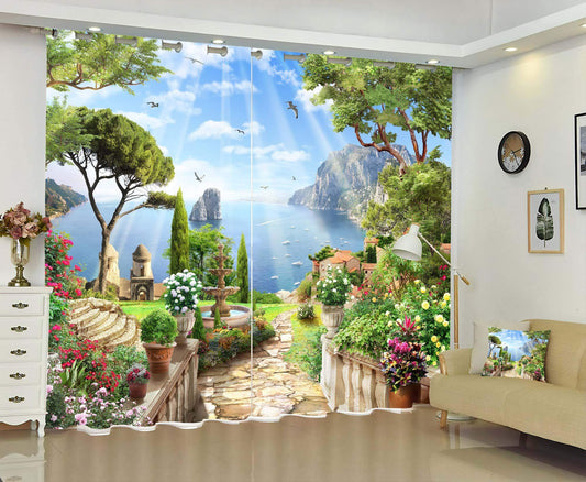 Premium Blackout Digital Curtains - Floral Gardens of Hawaii(Set of 2) 2020 Edition