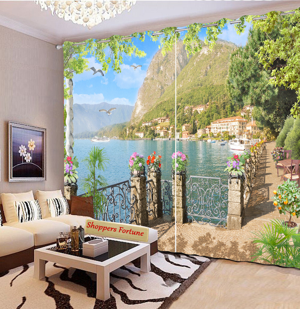 Premium Blackout Digital Curtains - Floral Waterfront(Set of 2) 2020 Edition