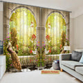 Premium Blackout Digital Curtains - Peacock Paradise(Set of 2)